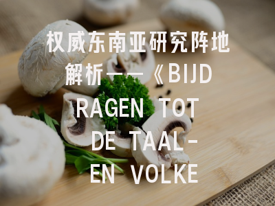权威东南亚研究阵地解析——《BIJDRAGEN TOT DE TAAL- EN VOLKENKUNDE》投稿全攻略