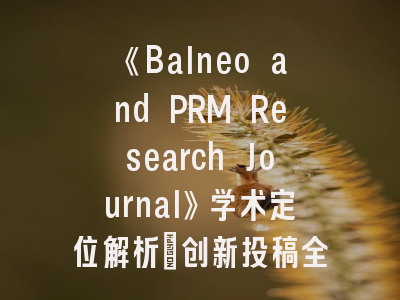 《Balneo and PRM Research Journal》学术定位解析_创新投稿全攻略