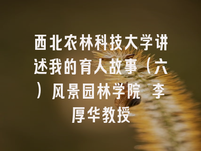 西北农林科技大学讲述我的育人故事（六）风景园林学院 李厚华教授