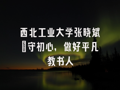 西北工业大学张晓斌：守初心，做好平凡教书人