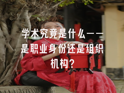 学术究竟是什么——是职业身份还是组织机构？
