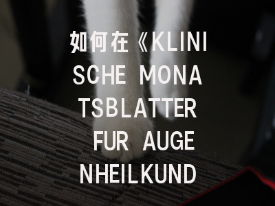 如何在《KLINISCHE MONATSBLATTER FUR AUGENHEILKUNDE》成功发文？眼科科研者的进阶指南