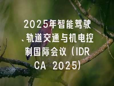 2025年智能驾驶、轨道交通与机电控制国际会议（IDRCA 2025）