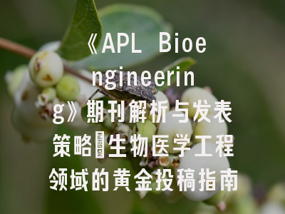 《APL Bioengineering》期刊解析与发表策略｜生物医学工程领域的黄金投稿指南