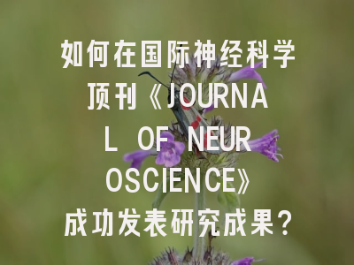 如何在国际神经科学顶刊《JOURNAL OF NEUROSCIENCE》成功发表研究成果？