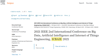 第六届大数据、人工智能与物联网工程国际会议（ICBAIE 2025）
