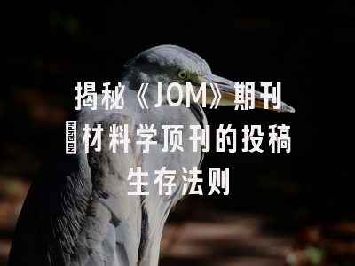 揭秘《JOM》期刊：材料学顶刊的投稿生存法则