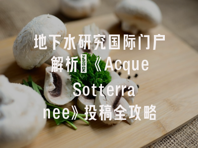 地下水研究国际门户解析_《Acque Sotterranee》投稿全攻略