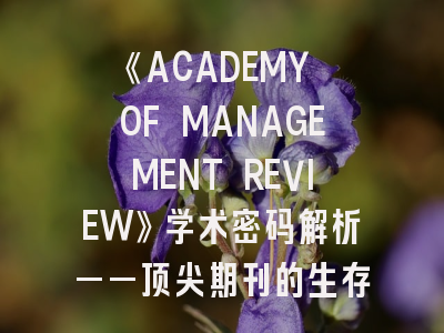 《ACADEMY OF MANAGEMENT REVIEW》学术密码解析——顶尖期刊的生存法则