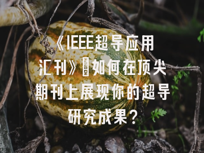 《IEEE超导应用汇刊》：如何在顶尖期刊上展现你的超导研究成果？