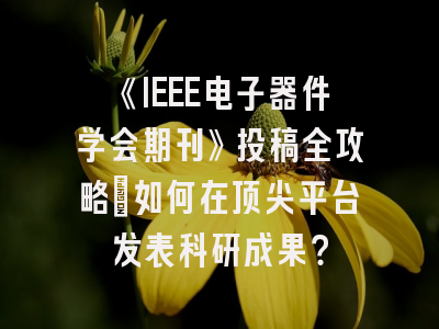 《IEEE电子器件学会期刊》投稿全攻略：如何在顶尖平台发表科研成果？