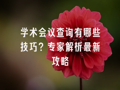 学术会议查询有哪些技巧？专家解析最新攻略