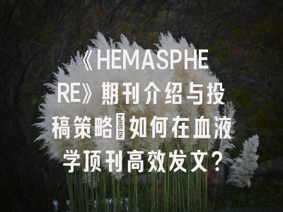 《HEMASPHERE》期刊介绍与投稿策略：如何在血液学顶刊高效发文？