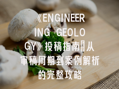 《ENGINEERING GEOLOGY》投稿指南:从审稿周期到案例解析的完整攻略