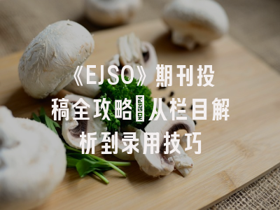 《EJSO》期刊投稿全攻略:从栏目解析到录用技巧