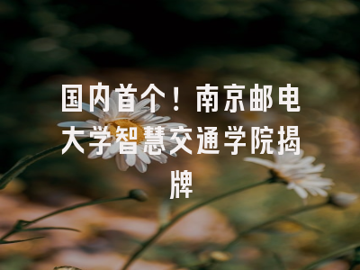 国内首个!南京邮电大学智慧交通学院揭牌