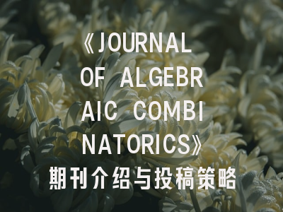 《JOURNAL OF ALGEBRAIC COMBINATORICS》期刊介绍与投稿策略,journal of acupuncture
