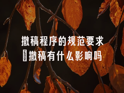 撤稿程序的规范要求_撤稿有什么影响吗