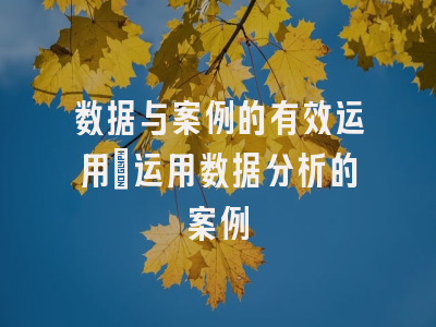 数据与案例的有效运用_运用数据分析的案例