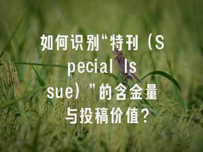 如何识别“特刊（Special Issue）”的含金量 与投稿价值？