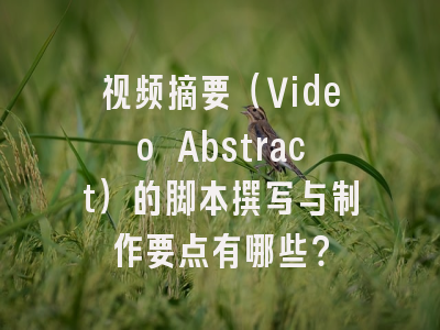 视频摘要（Video Abstract）的脚本撰写与制作要点有哪些？