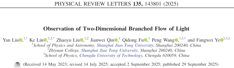 上海交大叶芳伟课题组首次观察到光的“二维网络和分叉”奇观