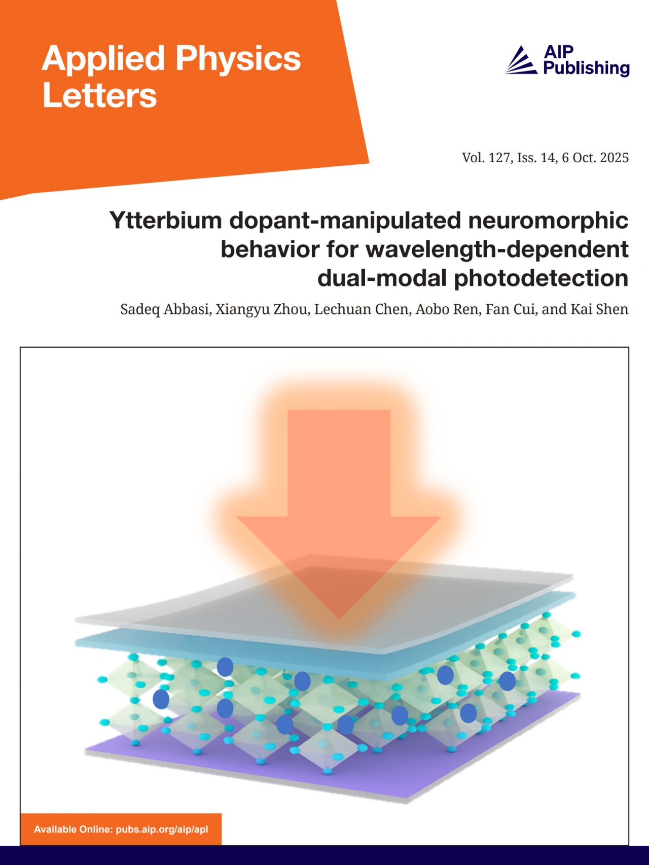电子科技大学基础院外籍博士后在Applied Physics Letters上发表亮点封面研究论文:波长依赖的双模式光电探测器件