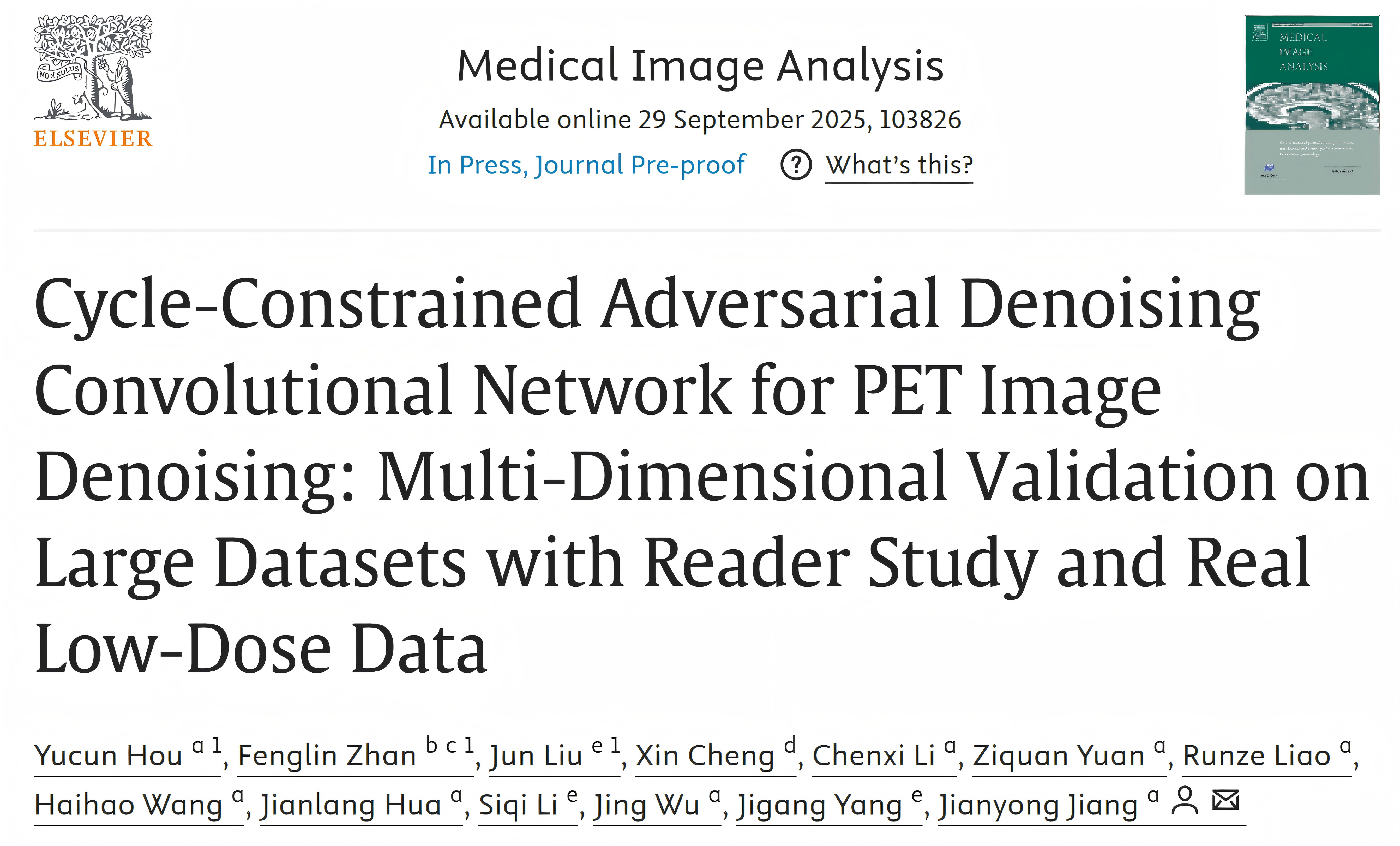 北京师范大学物理与天文学院江建勇副教授团队提出Cycle-DCN新方法实现低剂量PET图像高质量重建