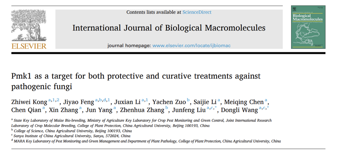 中国农业大学植保学院刘俊峰、王冬立团队报道Pmk1可作为兼具预防和治疗功能的杀菌剂靶标