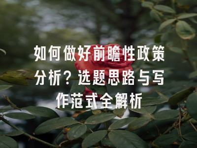 如何做好前瞻性政策分析？选题思路与写作范式全解析