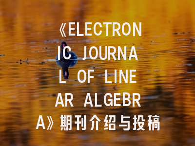 《ELECTRONIC JOURNAL OF LINEAR ALGEBRA》期刊介绍与投稿策略