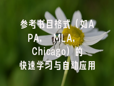 参考书目格式（如APA, MLA, Chicago）的快速学习与自动应用