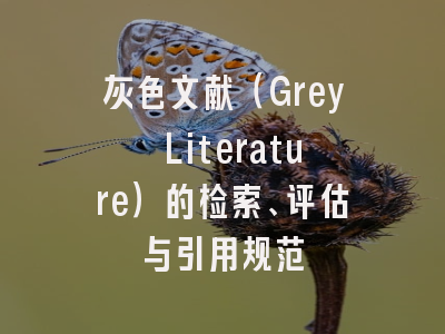 灰色文献(Grey Literature)的检索、评估与引用规范