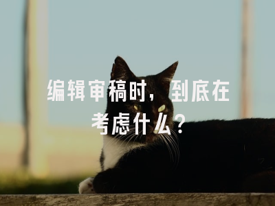 编辑审稿时，到底在考虑什么？