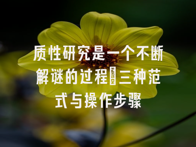 质性研究是一个不断解谜的过程:三种范式与操作步骤