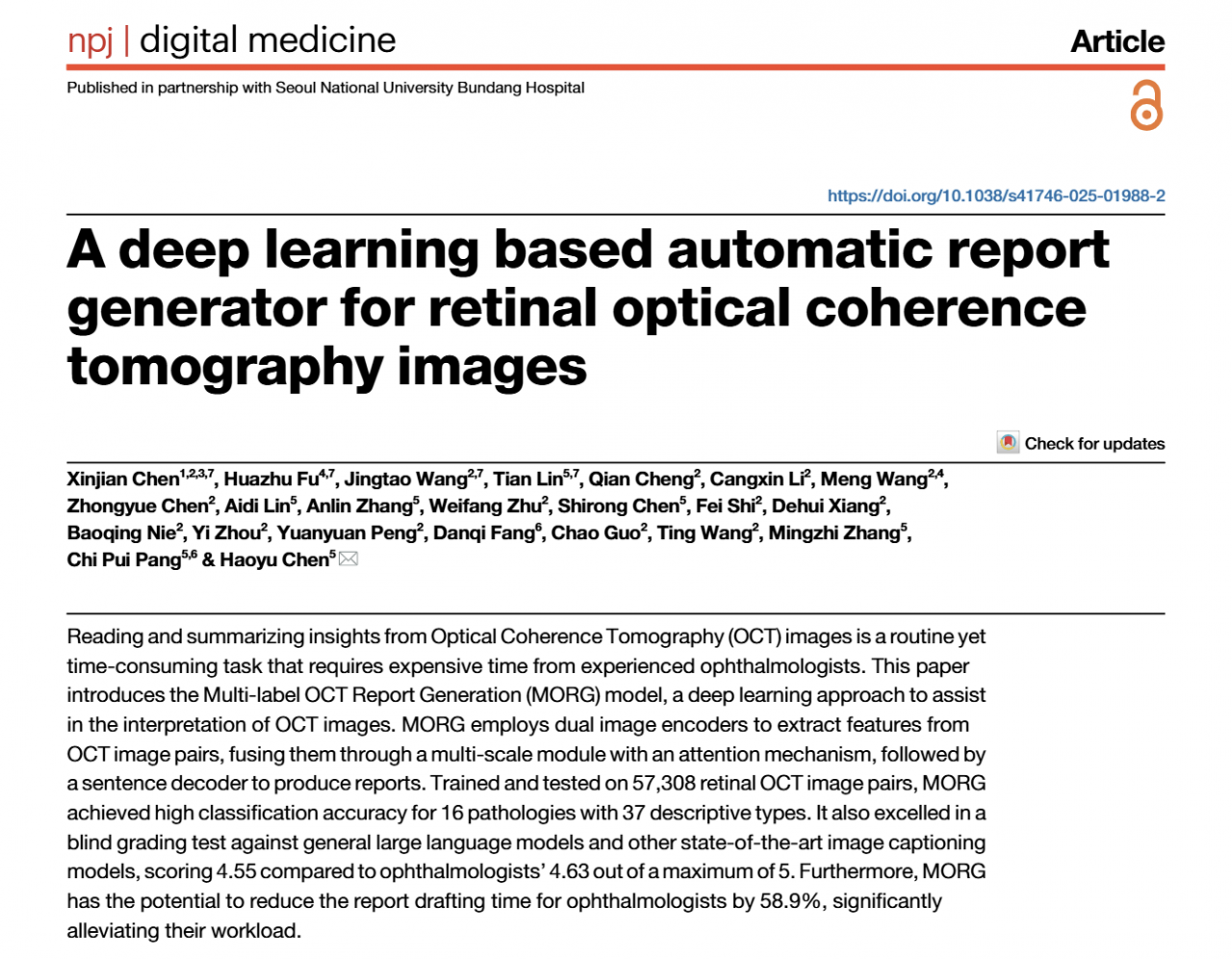 电子科技大学医学院陈新建教授团队在Nature子刊npj Digital Medicine发表研究成果