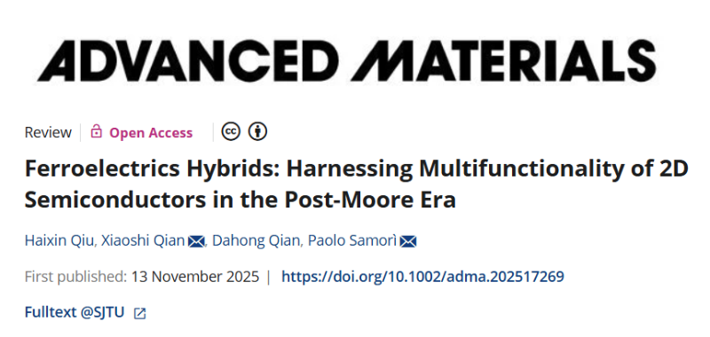 上海交大钱小石教授团队发文综述铁电—二维材料杂化体系,开辟后摩尔时代电子器件研究新方向