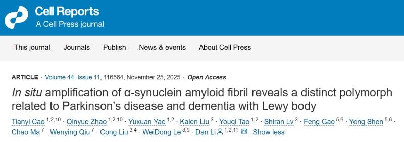 上海交大李丹课题组从帕金森病病理脑组织中发现全新α-syn病理聚集构象