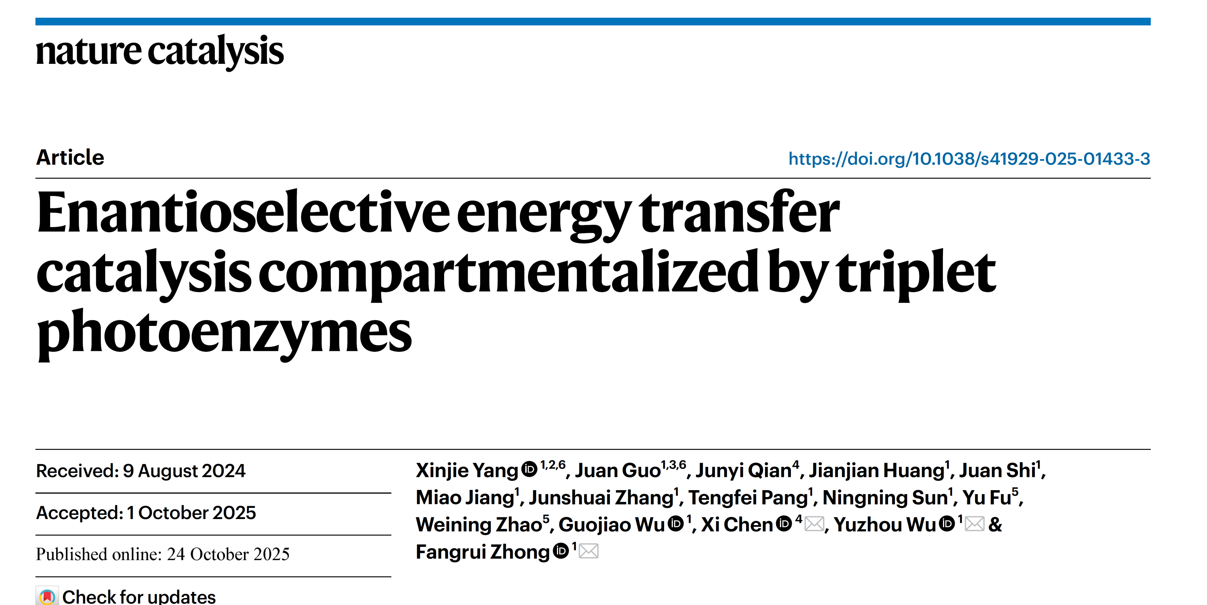 华中科技大学化学与化工学院钟芳锐吴钰周团队取得人工光酶“区室化”催化新进展