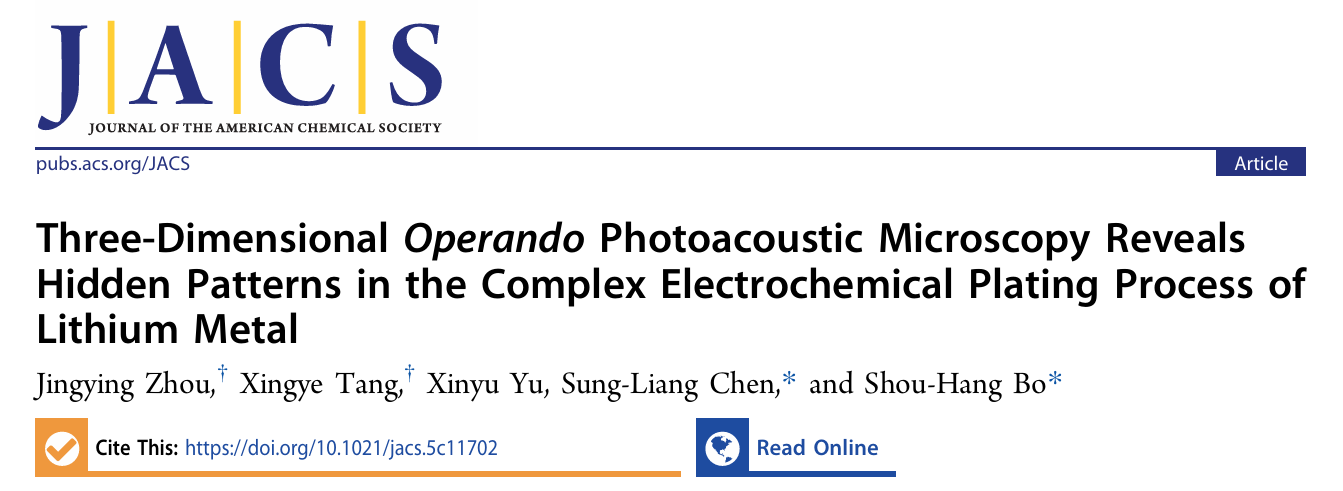 交大溥渊教授薄首行在《美国化学会志》发文:创新电池工况三维成像,定量揭示锂金属微观沉积行为