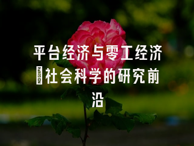 平台经济与零工经济:社会科学的研究前沿