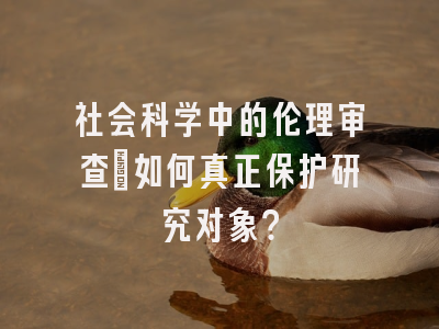 社会科学中的伦理审查：如何真正保护研究对象？