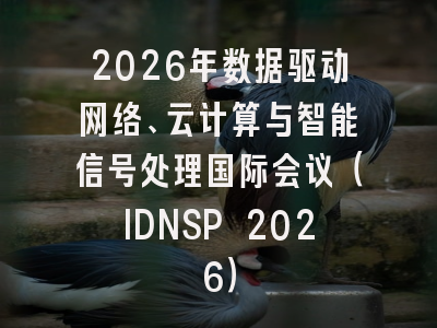 2026年数据驱动网络、云计算与智能信号处理国际会议（IDNSP 2026）