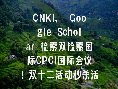 CNKI, Google Scholar 检索双检索国际CPCI国际会议！双十二活动秒杀活动开启大胆来问！