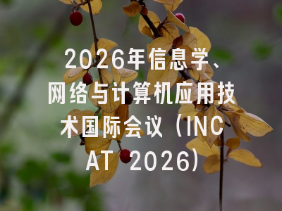 2026年信息学、网络与计算机应用技术国际会议（INCAT 2026）