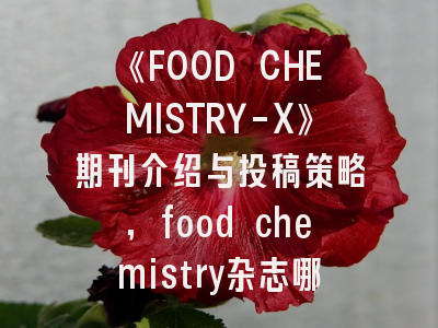 《FOOD CHEMISTRY-X》期刊介绍与投稿策略,food chemistry杂志哪个国家
