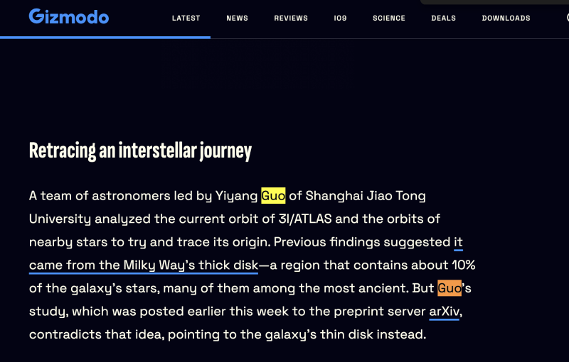 交大学子“追寻”星际访客受到外媒关注:3I/ATLAS 的身世之谜