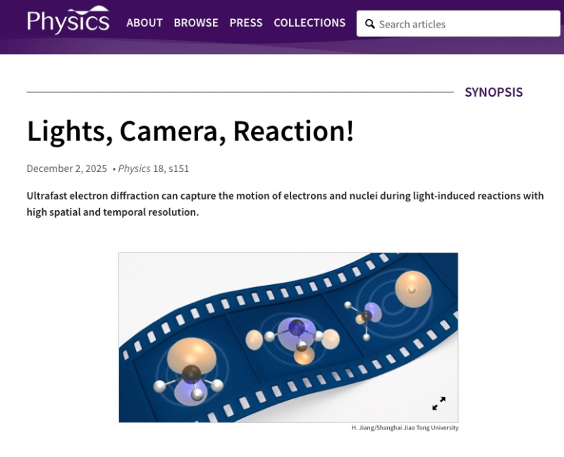 上海交大物理与天文学院向导教授团队成功拍摄包含电子运动的分子电影