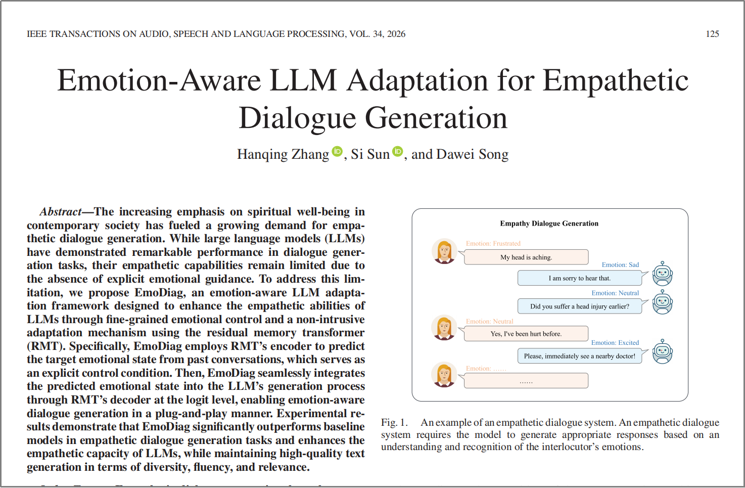 中国农业大学动科学院曹志军教授团队在AI大语言模型共情生成研究领域提出新型适配框架EmoDiag