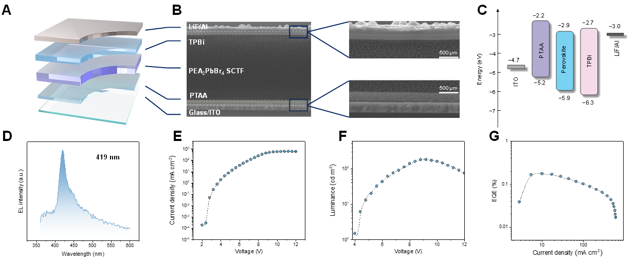 清华大学化学系王朝晖、马冬昕团队在钙钛矿深蓝光二极管研究领域取得新进展